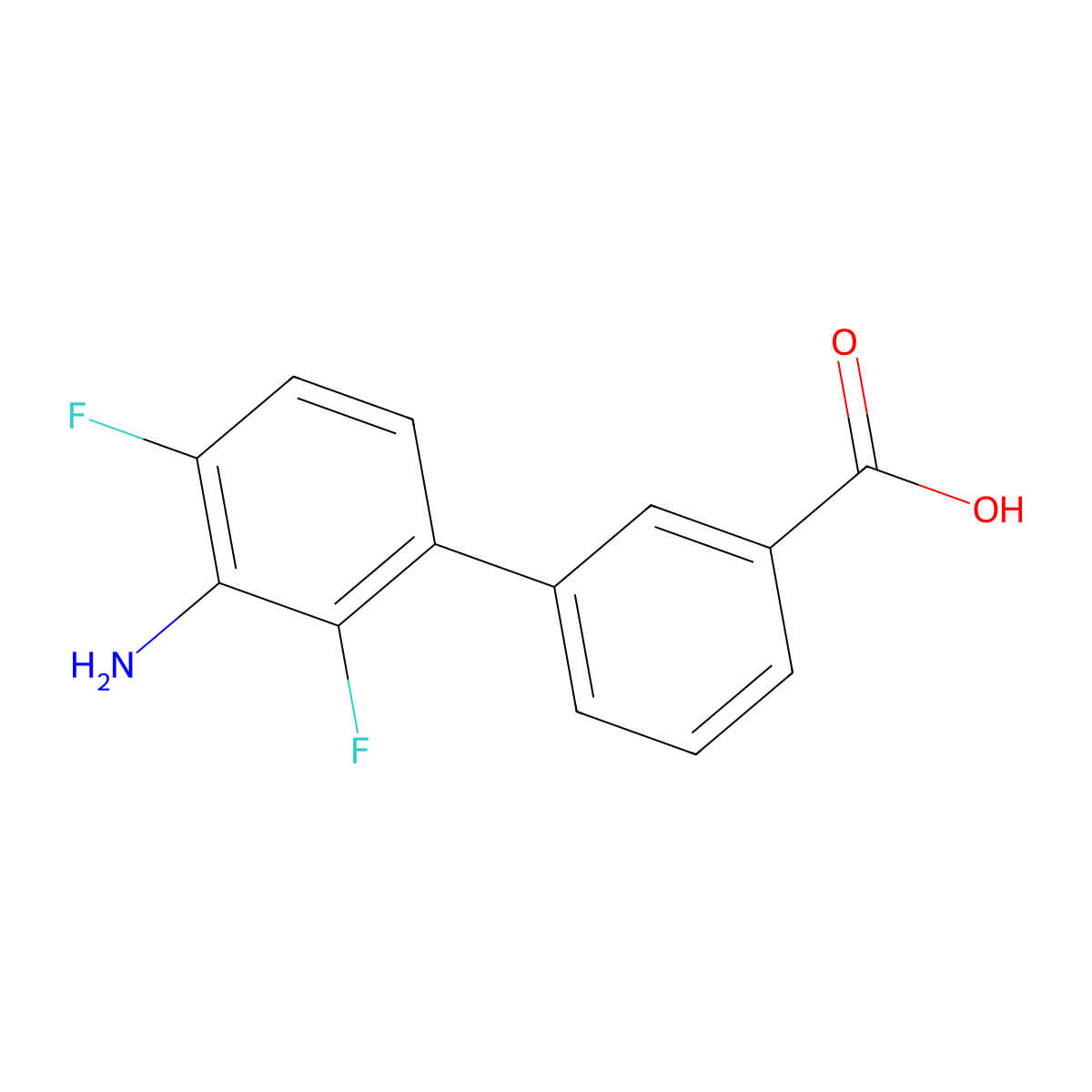 3'-Amino-2',4'-difluoro-[1,1'-biphenyl]-3-carboxylic acid molecular structure, CAS 2138209-49-9