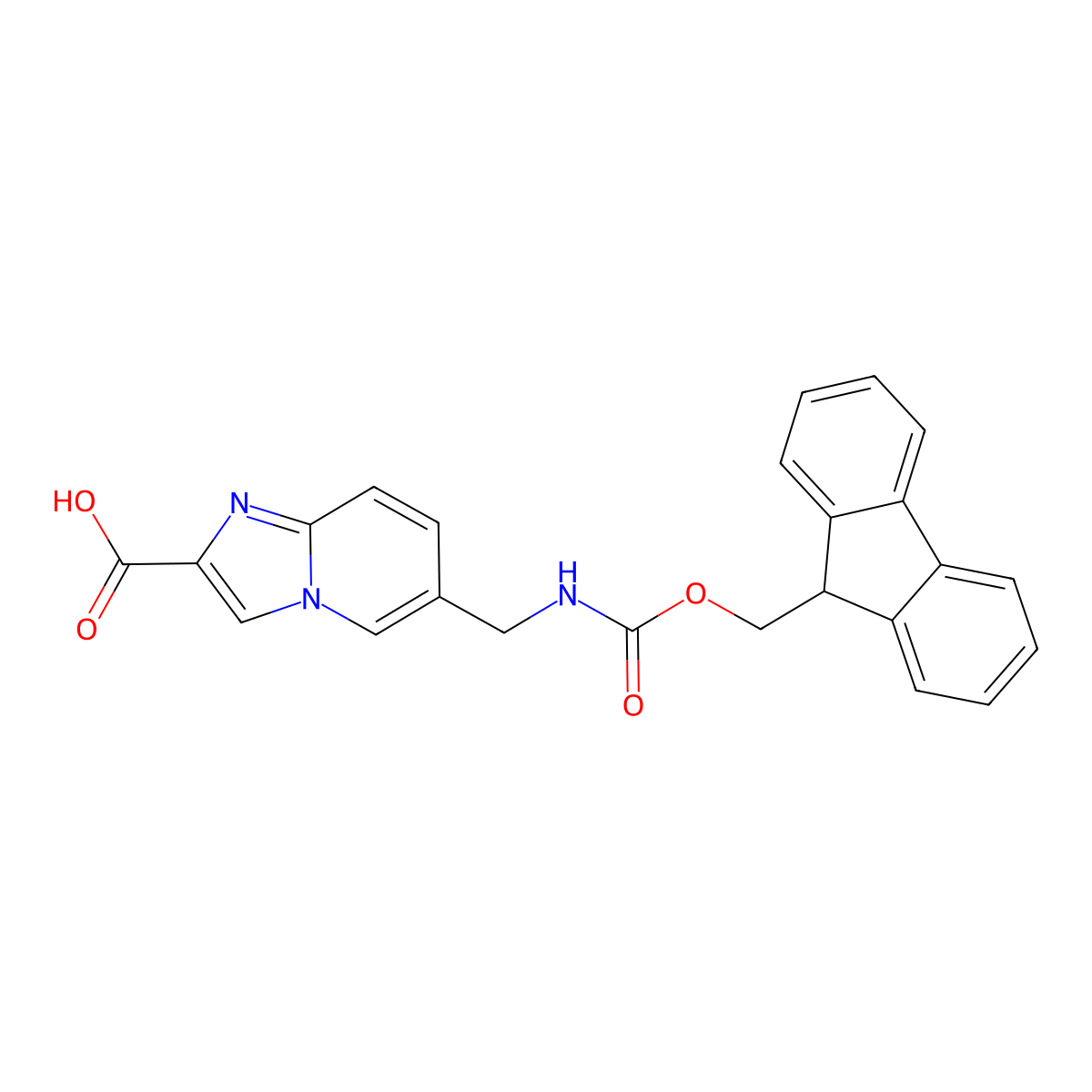 6-[({[(9H-fluoren-9-yl)methoxy]carbonyl}amino)methyl]imidazo[1,2-a]pyridine-2-carboxylic acid molecular structure, CAS 2138209-58-0