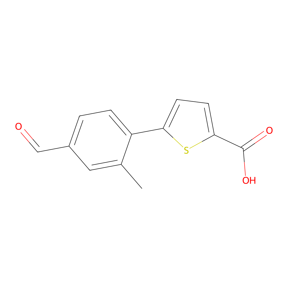 5-(4-Formyl-2-methylphenyl)thiophene-2-carboxylic acid molecular structure, CAS 2138210-33-8