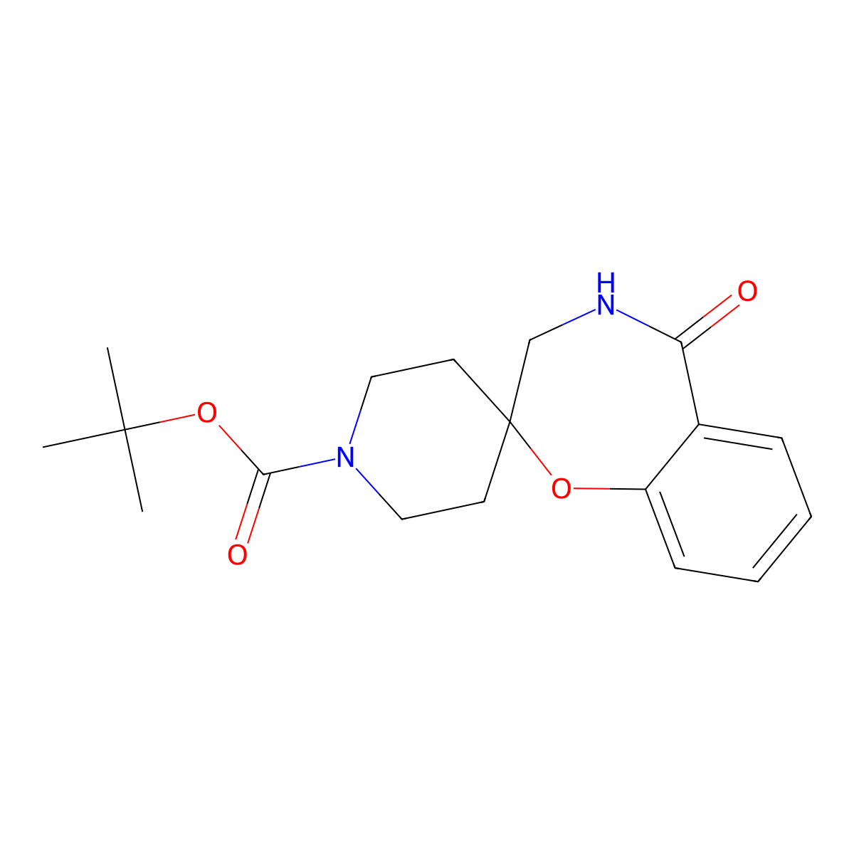 tert-butyl 5-oxo-4,5-dihydro-3H-spiro[1,4-benzoxazepine-2,4'-piperidine]-1'-carboxylate molecular structure, CAS 2138211-63-7
