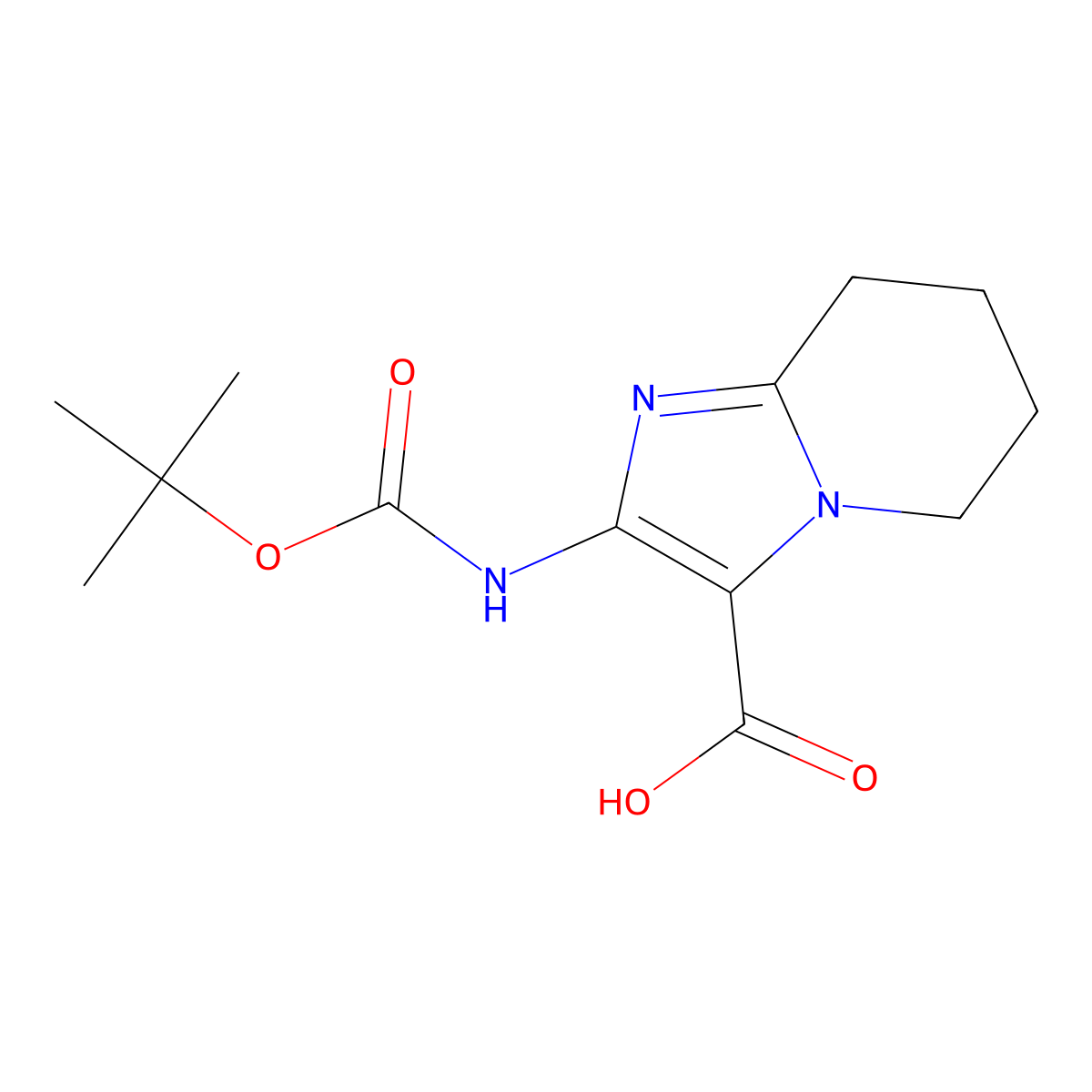 2-{[(tert-butoxy)carbonyl]amino}-5H,6H,7H,8H-imidazo[1,2-a]pyridine-3-carboxylic acid molecular structure, CAS 2138211-70-6