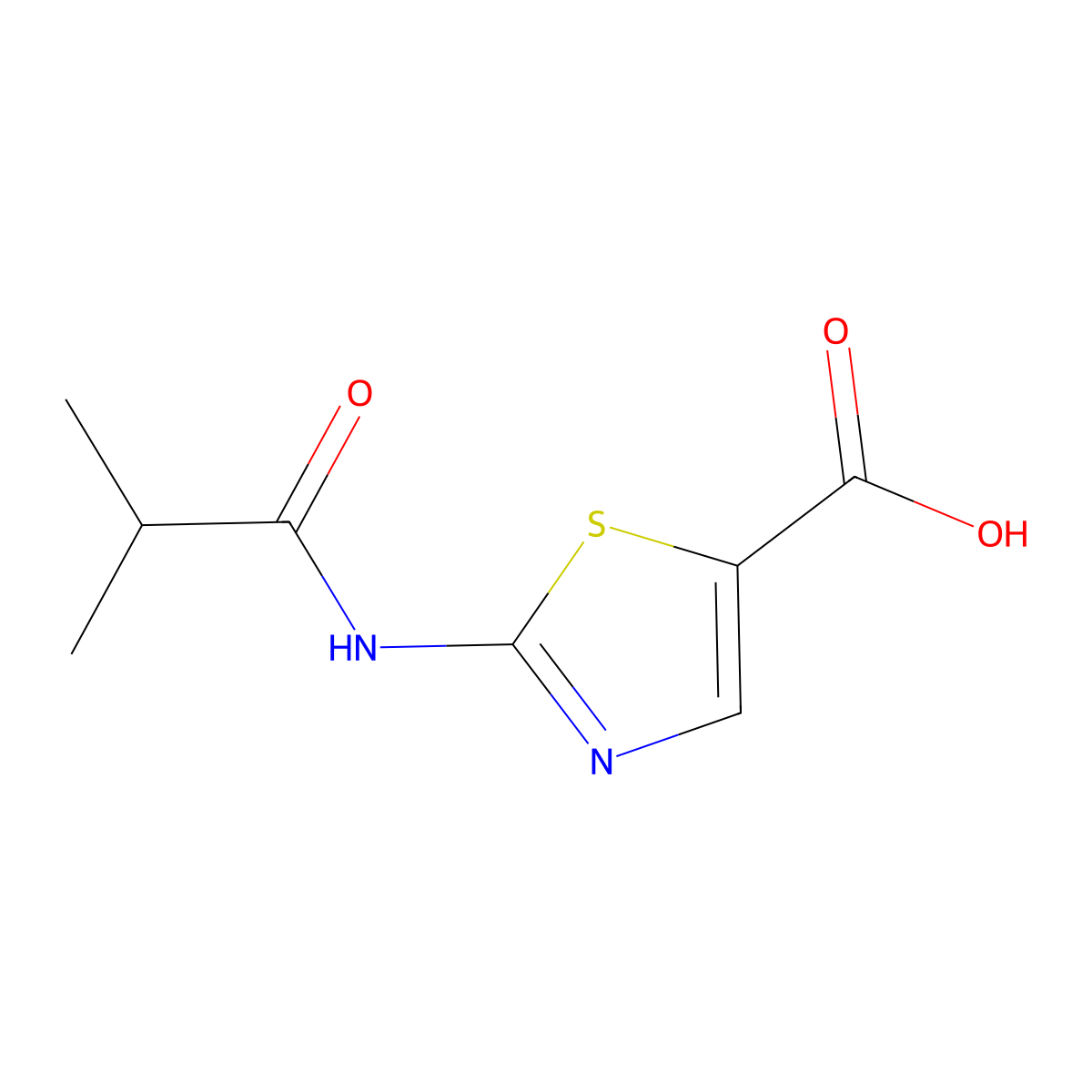 2-(2-Methylpropanamido)-1,3-thiazole-5-carboxylic acid molecular structure, CAS 2138212-27-6