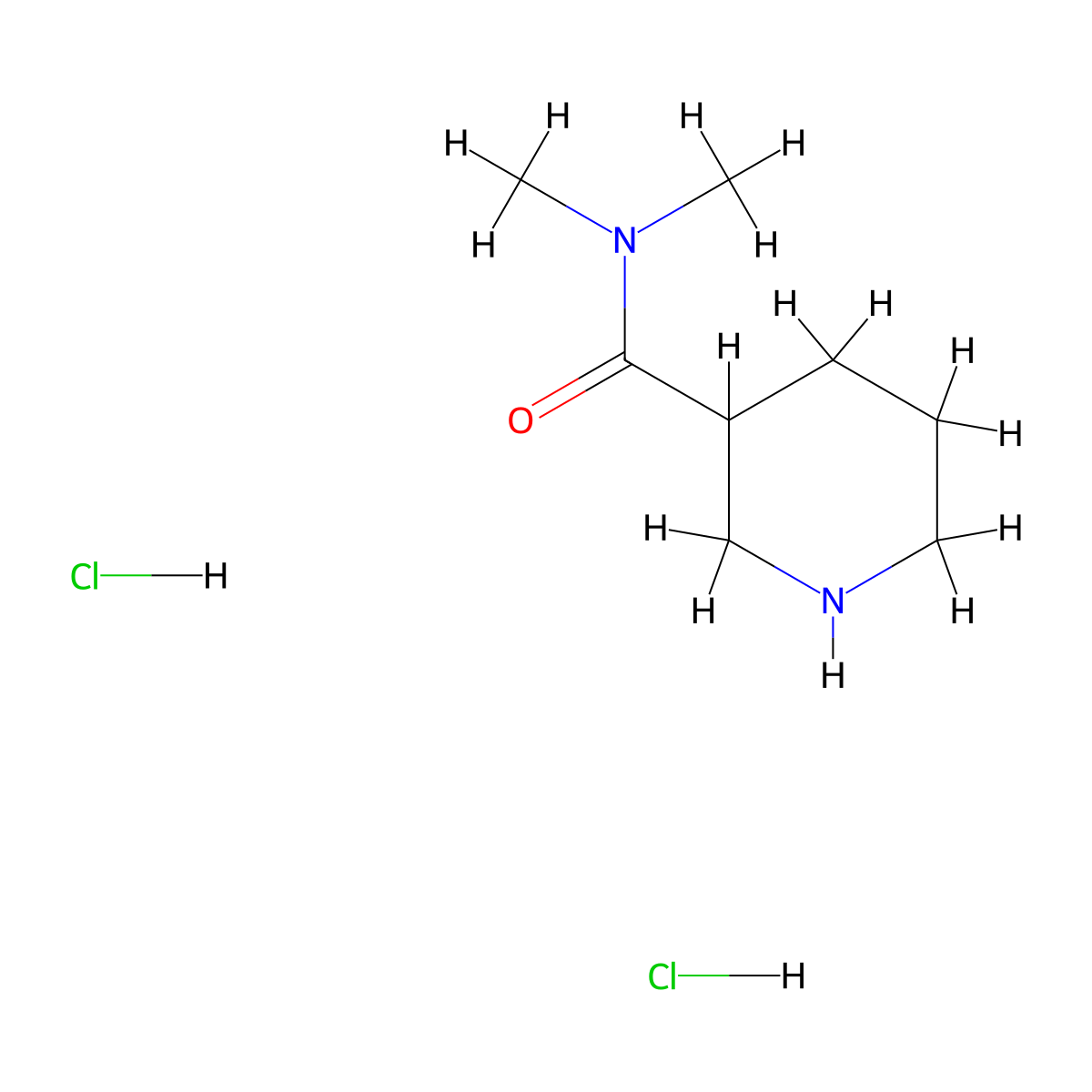 N,N-dimethylpiperidine-3-carboxamide dihydrochloride molecular structure, CAS 2138214-78-3