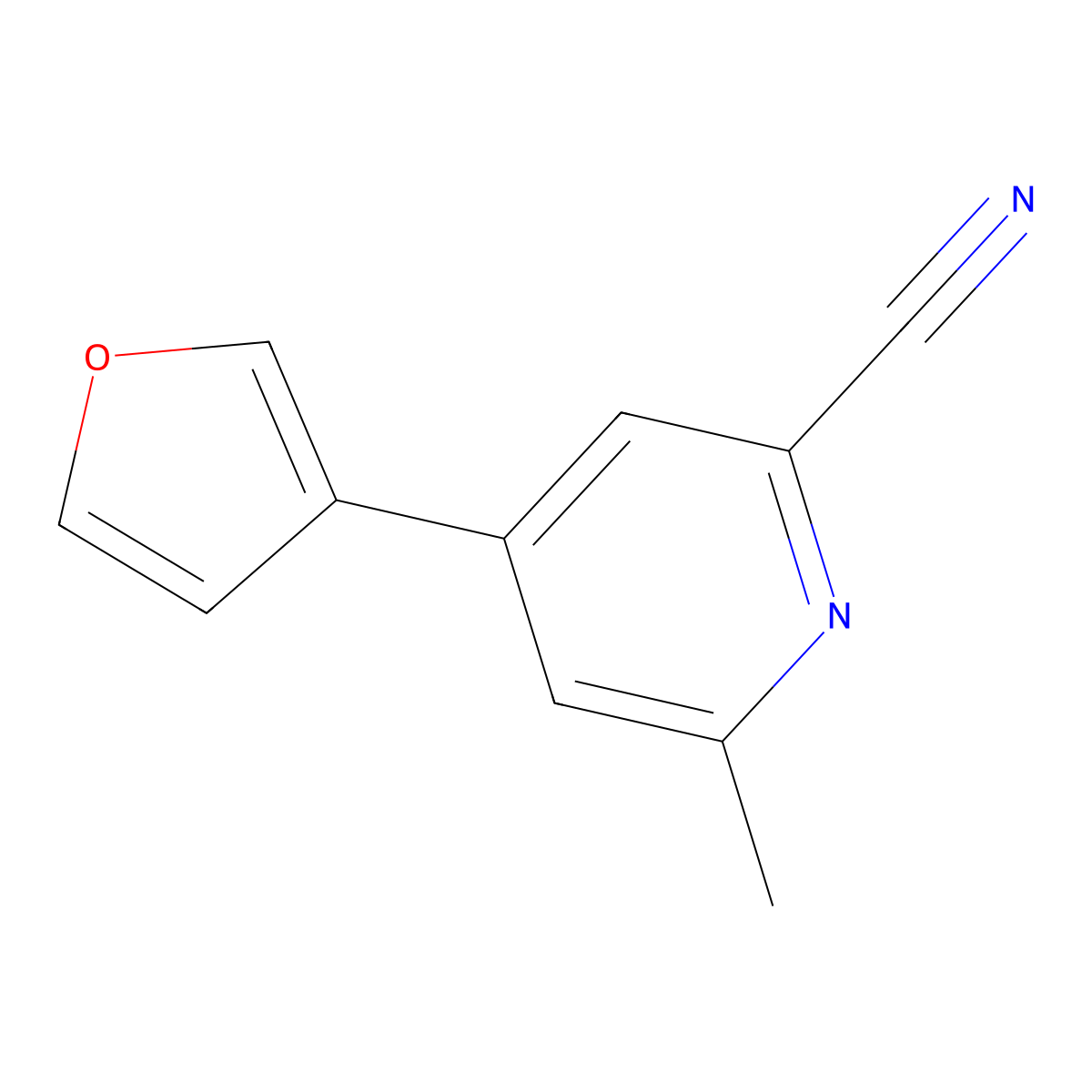 4-(Furan-3-yl)-6-methylpyridine-2-carbonitrile molecular structure, CAS 2138214-86-3