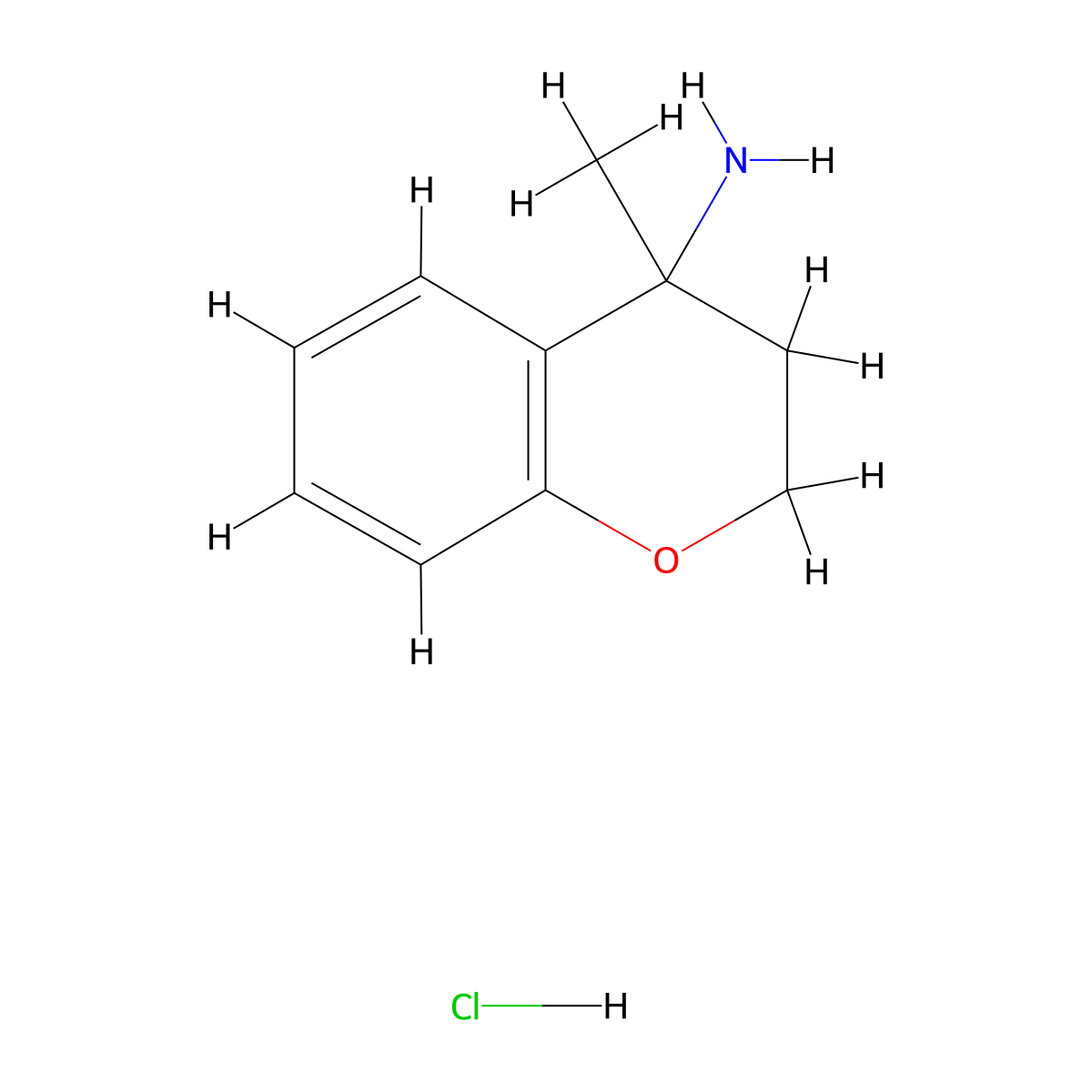 4-methyl-3,4-dihydro-2H-1-benzopyran-4-amine hydrochloride molecular structure, CAS 2138214-87-4