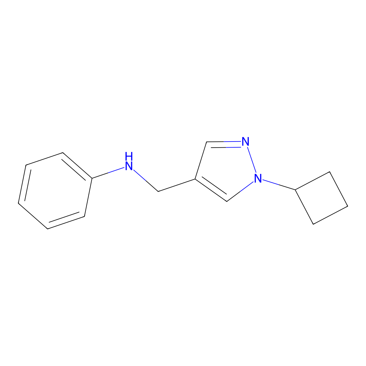 N-[(1-cyclobutyl-1H-pyrazol-4-yl)methyl]aniline molecular structure, CAS 2138215-05-9