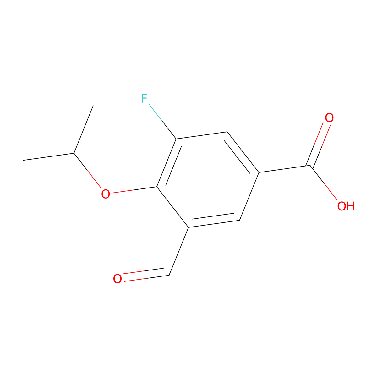 3-Fluoro-5-formyl-4-isopropoxybenzoic acid molecular structure, CAS 2138215-46-8
