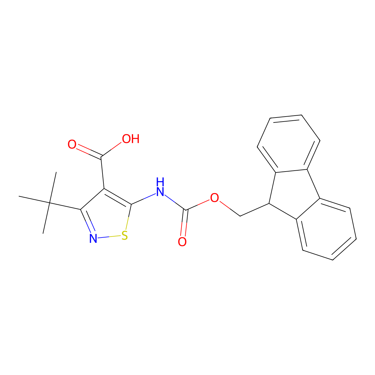 3-tert-butyl-5-({[(9H-fluoren-9-yl)methoxy]carbonyl}amino)-1,2-thiazole-4-carboxylic acid molecular structure, CAS 2138216-29-0