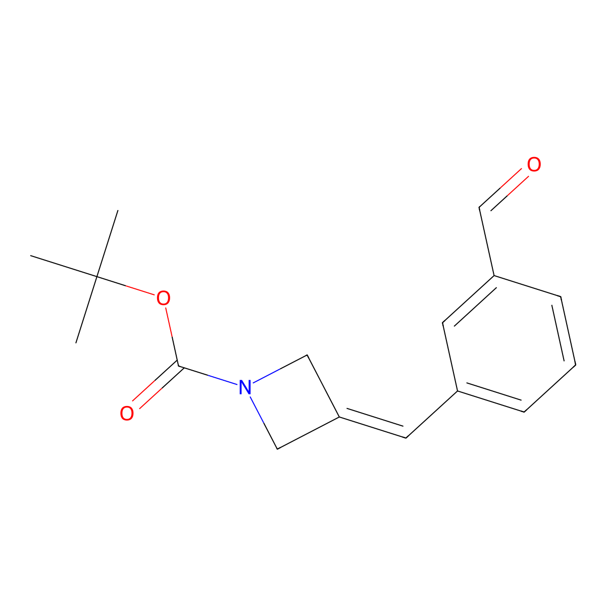 Tert-butyl 3-[(3-formylphenyl)methylidene]azetidine-1-carboxylate molecular structure, CAS 2138216-30-3