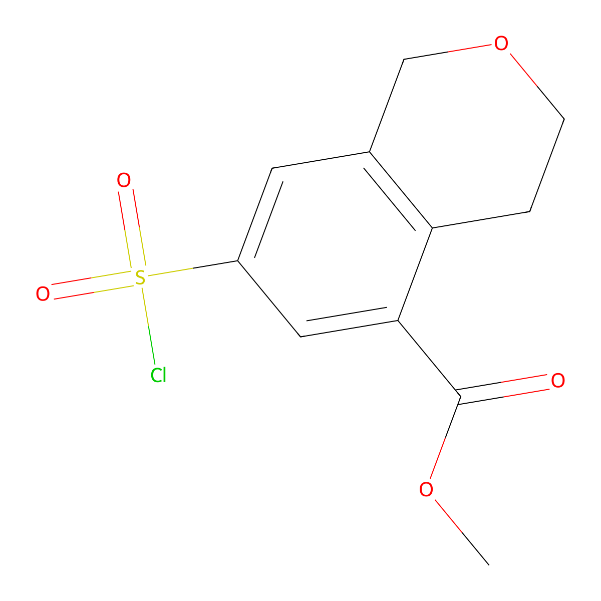 methyl7-(chlorosulfonyl)-3,4-dihydro-1H-2-benzopyran-5-carboxylate molecular structure, CAS 2138216-46-1