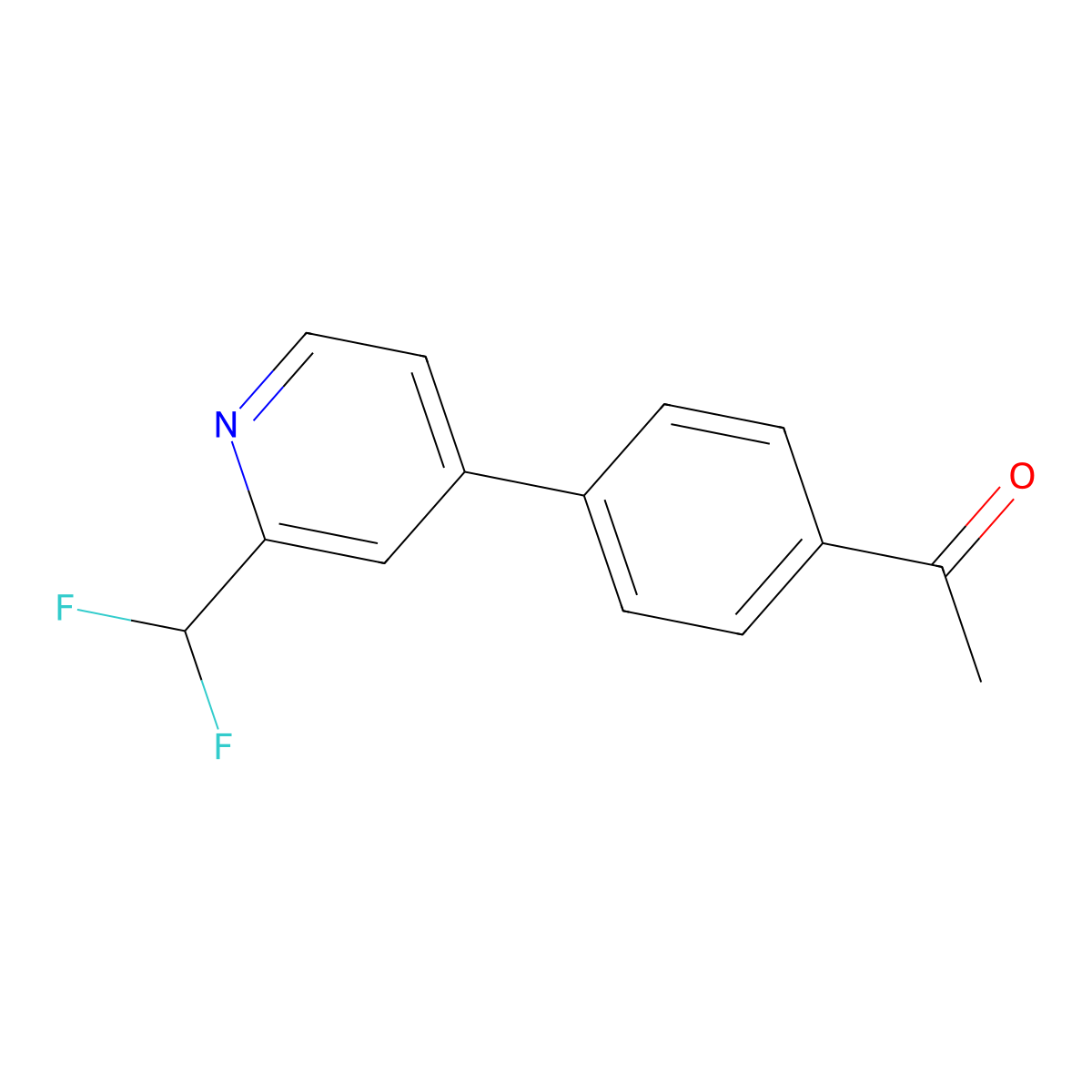 1-{4-[2-(Difluoromethyl)pyridin-4-yl]phenyl}ethan-1-one molecular structure, CAS 2138216-47-2