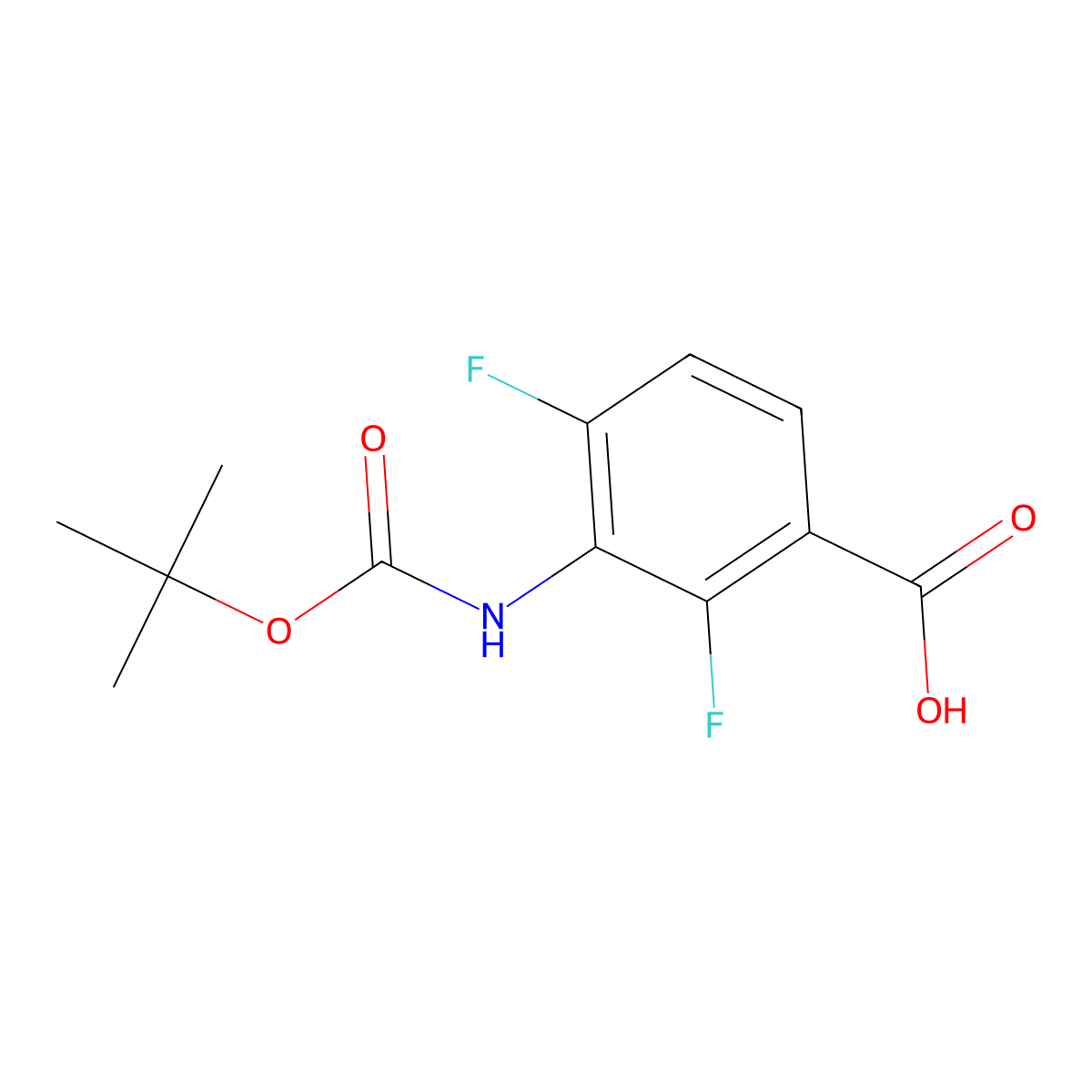 3-(((Tert-butoxy)carbonyl)amino)-2,4-difluorobenzoic acid molecular structure, CAS 2138217-50-0