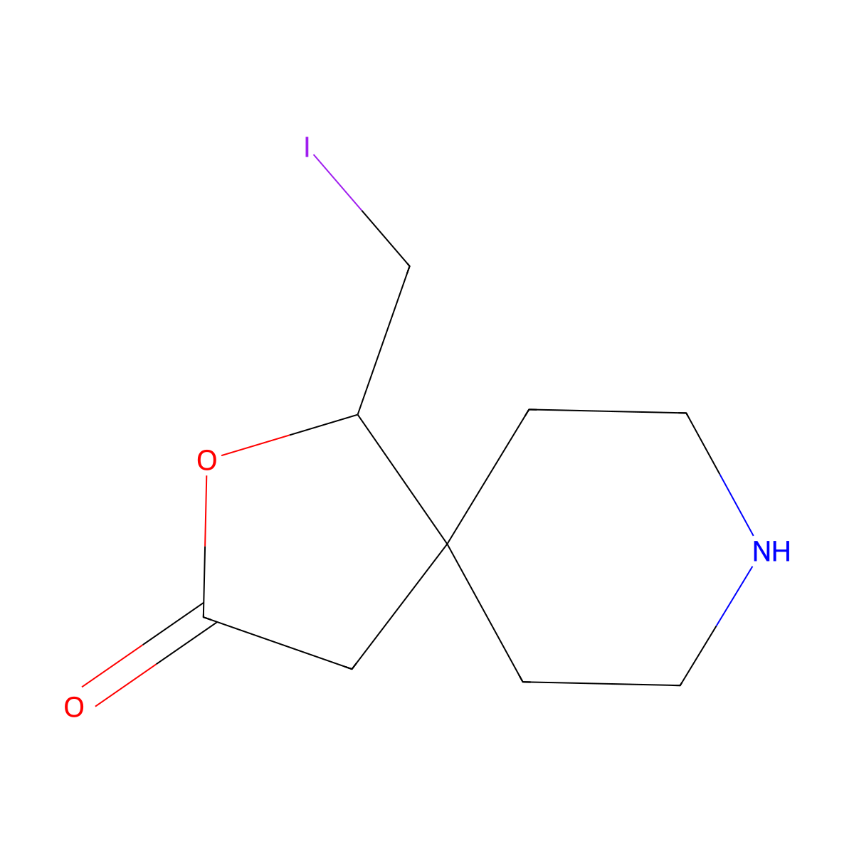 1-(Iodomethyl)-2-oxa-8-azaspiro[4.5]decan-3-one molecular structure, CAS 2138218-11-6