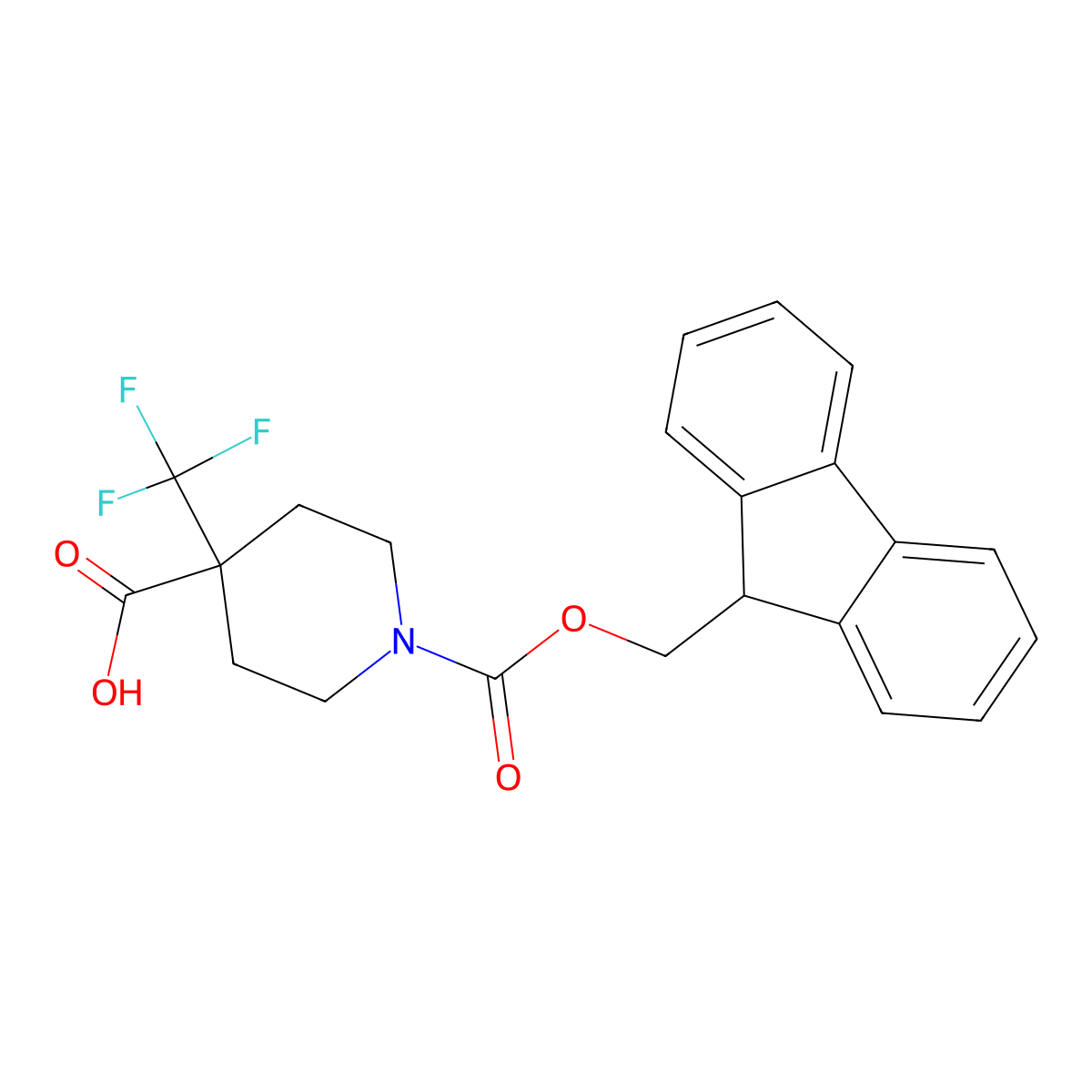 1-{[(9H-fluoren-9-yl)methoxy]carbonyl}-4-(trifluoromethyl)piperidine-4-carboxylic acid molecular structure, CAS 2138218-64-9