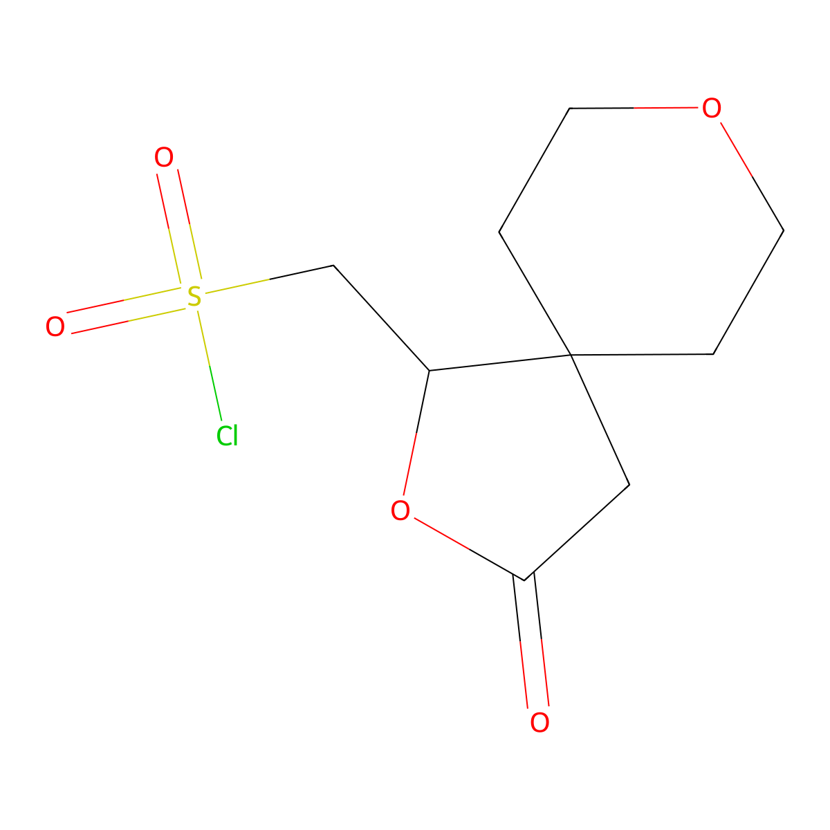 (3-Oxo-2,8-dioxaspiro(4.5)decan-1-yl)methanesulfonyl chloride molecular structure, CAS 2138218-68-3