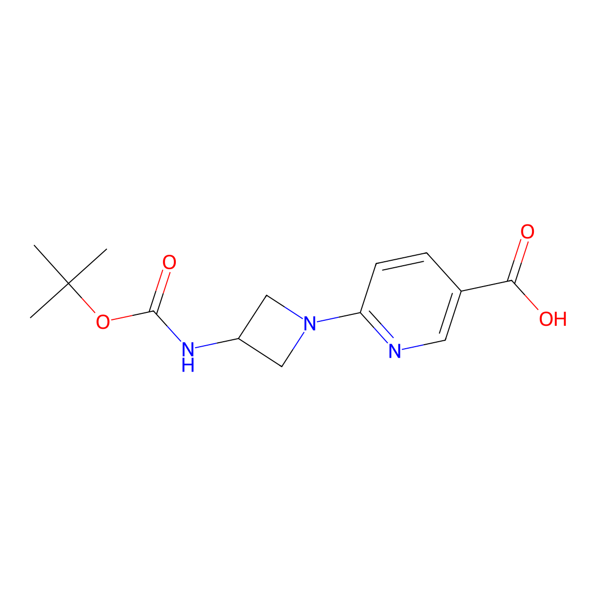 6-(3-{[(Tert-butoxy)carbonyl]amino}azetidin-1-yl)pyridine-3-carboxylic acid molecular structure, CAS 2138219-82-4