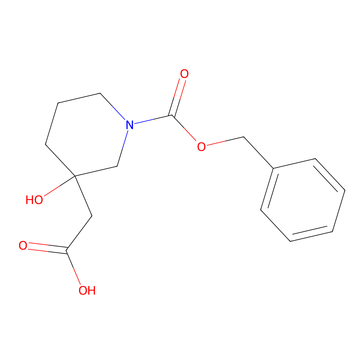 2-{1-[(Benzyloxy)carbonyl]-3-hydroxypiperidin-3-yl}acetic acid molecular structure, CAS 2138222-91-8