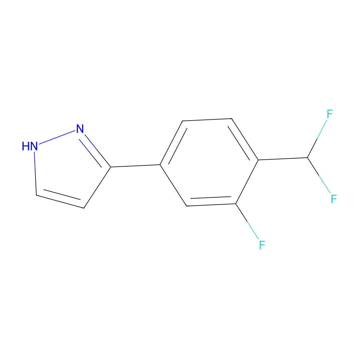 3-[4-(difluoromethyl)-3-fluorophenyl]-1H-pyrazole molecular structure, CAS 2138223-55-7
