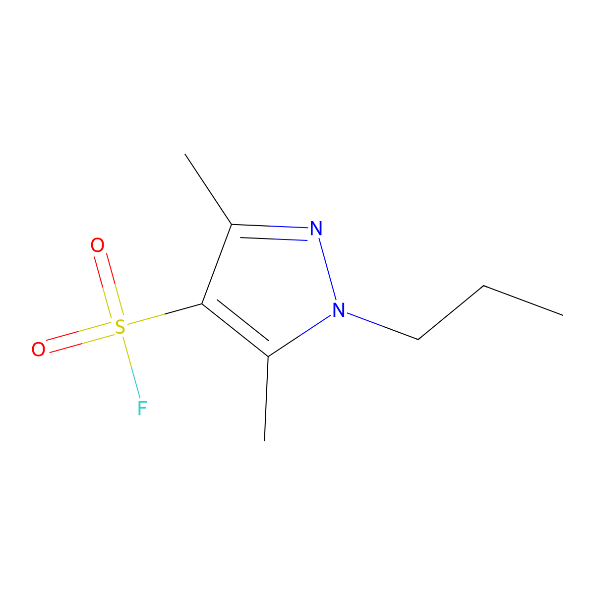 3,5-dimethyl-1-propyl-1H-pyrazole-4-sulfonyl fluoride molecular structure, CAS 2138224-54-9