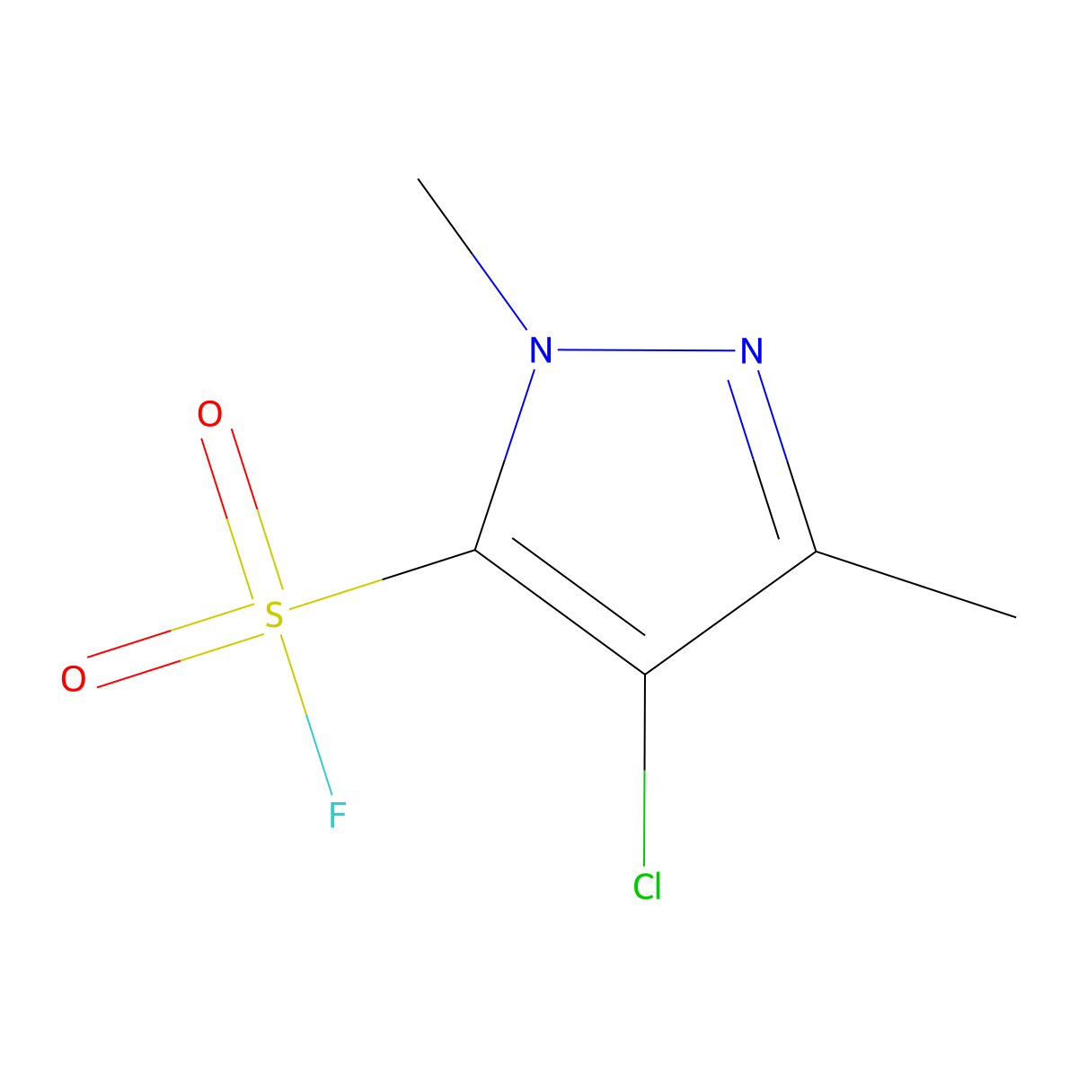 4-chloro-1,3-dimethyl-1H-pyrazole-5-sulfonyl fluoride molecular structure, CAS 2138224-89-0