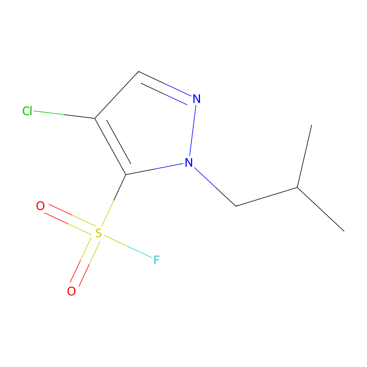 4-chloro-1-(2-methylpropyl)-1H-pyrazole-5-sulfonyl fluoride molecular structure, CAS 2138224-92-5