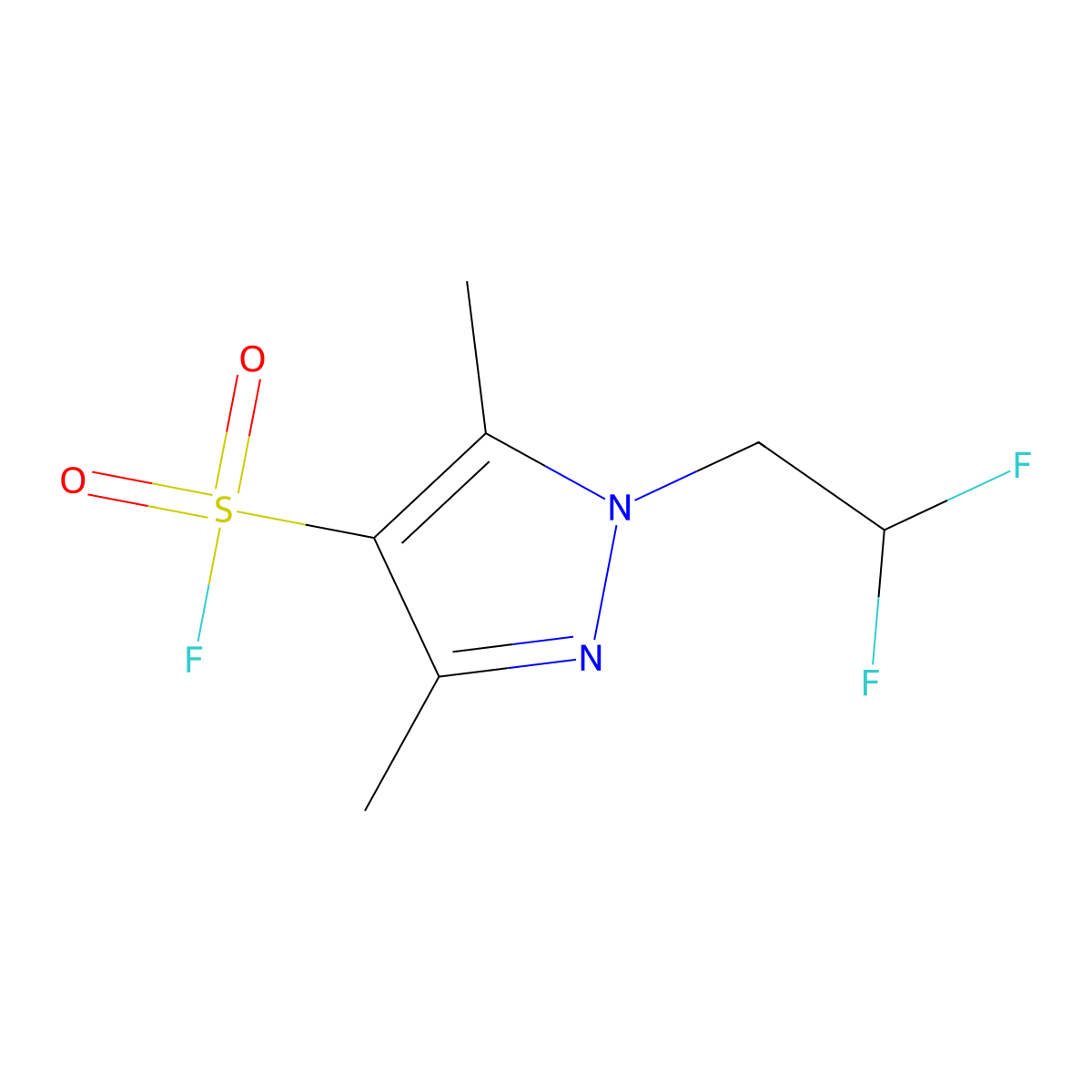 1-(2,2-difluoroethyl)-3,5-dimethyl-1H-pyrazole-4-sulfonyl fluoride molecular structure, CAS 2138225-67-7