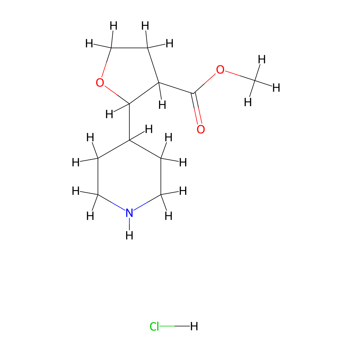Methyl 2-(piperidin-4-yl)oxolane-3-carboxylate hydrochloride molecular structure, CAS 2138225-75-7