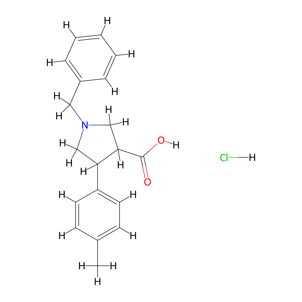 1-Benzyl-4-(4-methylphenyl)pyrrolidine-3-carboxylic acid hydrochloride molecular structure, CAS 2138225-92-8