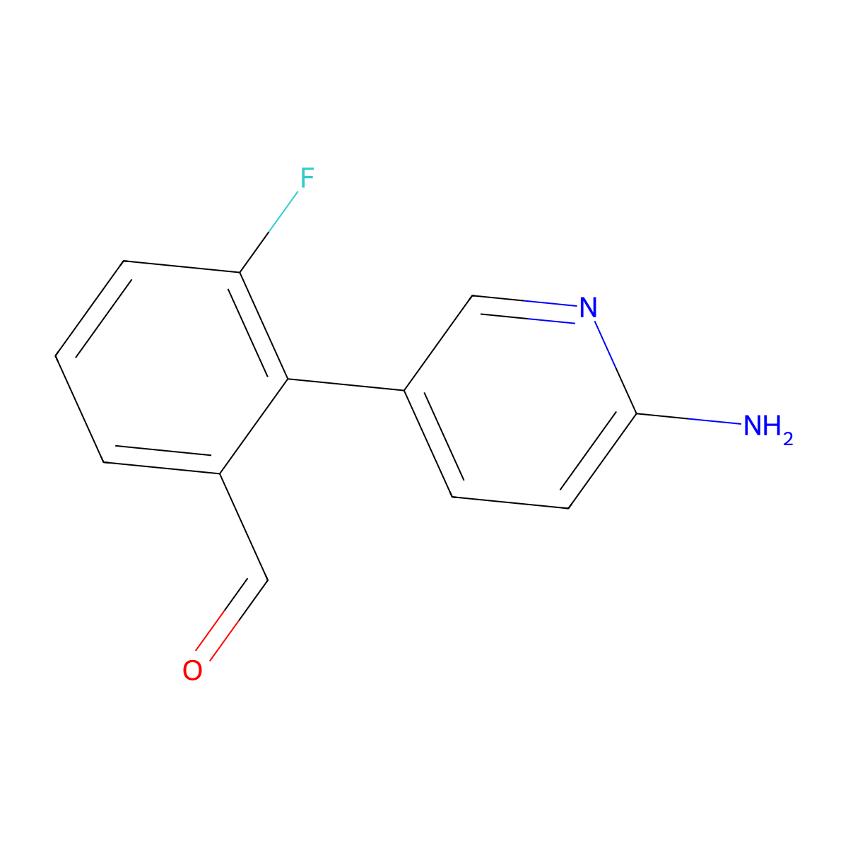 2-(6-Aminopyridin-3-yl)-3-fluorobenzaldehyde molecular structure, CAS 2138226-06-7