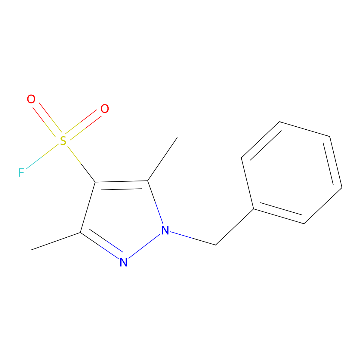 1-benzyl-3,5-dimethyl-1H-pyrazole-4-sulfonyl fluoride molecular structure, CAS 2138226-25-0