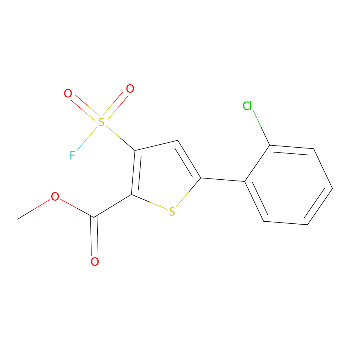 Methyl 5-(2-chlorophenyl)-3-(fluorosulfonyl)thiophene-2-carboxylate molecular structure, CAS 2138226-37-4