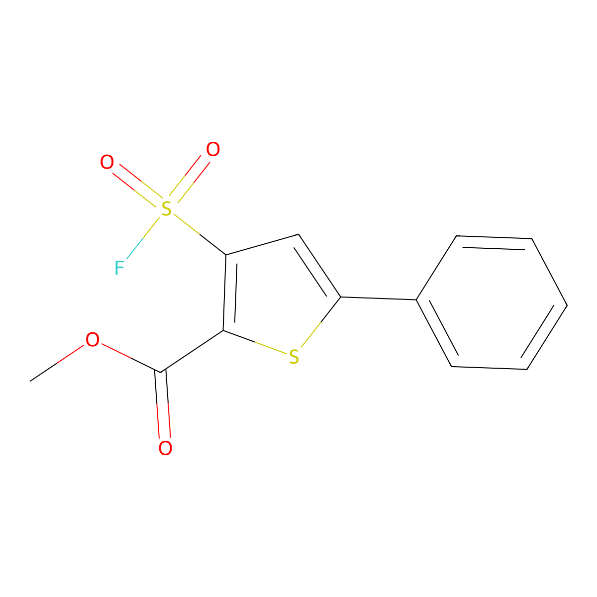 Methyl 3-(fluorosulfonyl)-5-phenylthiophene-2-carboxylate molecular structure, CAS 2138226-47-6