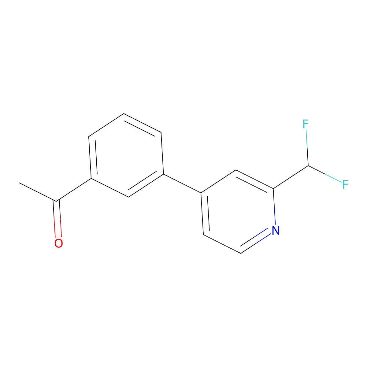 1-{3-[2-(Difluoromethyl)pyridin-4-yl]phenyl}ethan-1-one molecular structure, CAS 2138226-58-9