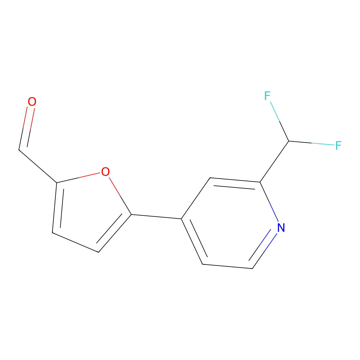 5-[2-(Difluoromethyl)pyridin-4-yl]furan-2-carbaldehyde molecular structure, CAS 2138226-63-6