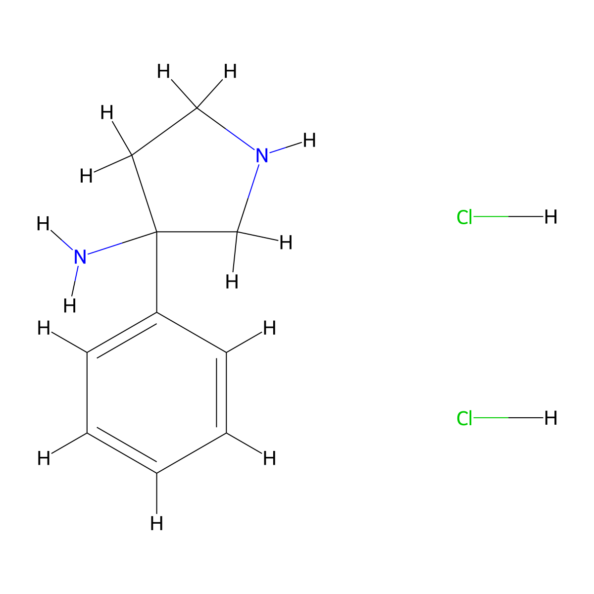 3-Phenylpyrrolidin-3-amine dihydrochloride molecular structure, CAS 2138226-86-3