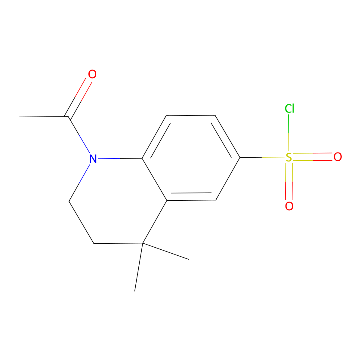1-Acetyl-4,4-dimethyl-1,2,3,4-tetrahydroquinoline-6-sulfonyl chloride molecular structure, CAS 2138227-11-7