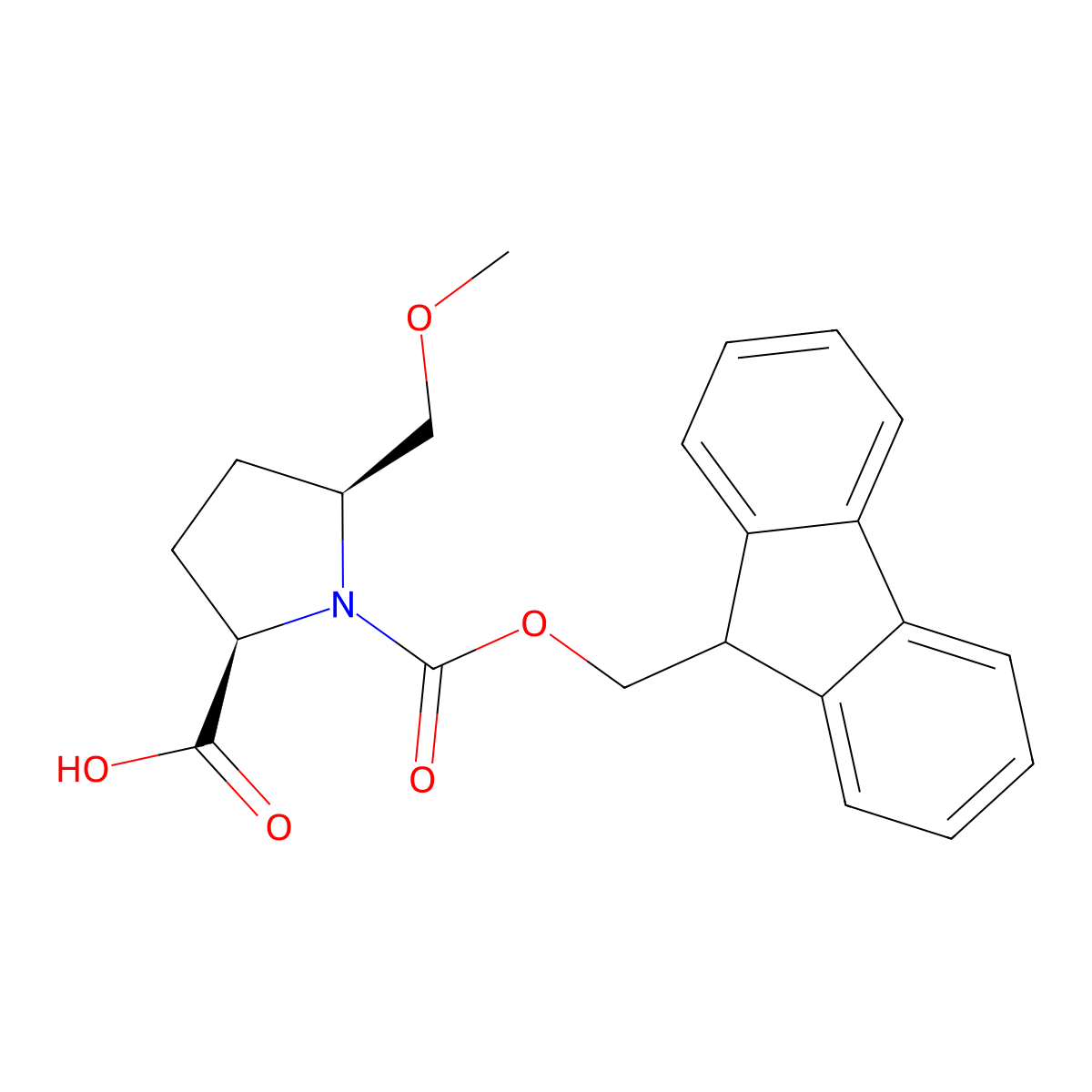 rac-(2R,5S)-1-{[(9H-fluoren-9-yl)methoxy]carbonyl}-5-(methoxymethyl)pyrrolidine-2-carboxylic acid molecular structure, CAS 2138227-30-0