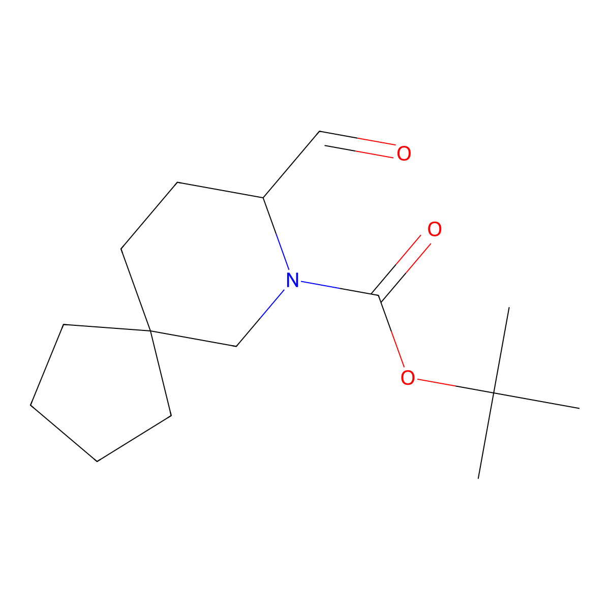 Tert-butyl 8-formyl-7-azaspiro[4.5]decane-7-carboxylate molecular structure, CAS 2138227-32-2