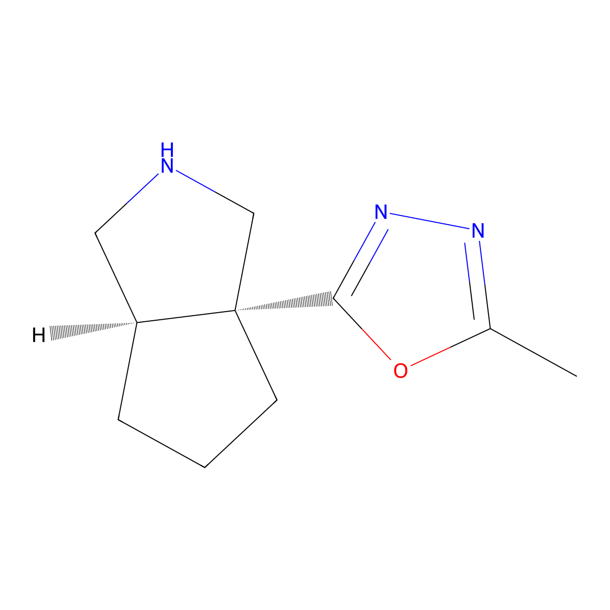 rac-2-[(3aR,6aR)-octahydrocyclopenta[c]pyrrol-3a-yl]-5-methyl-1,3,4-oxadiazole molecular structure, CAS 2138227-50-4