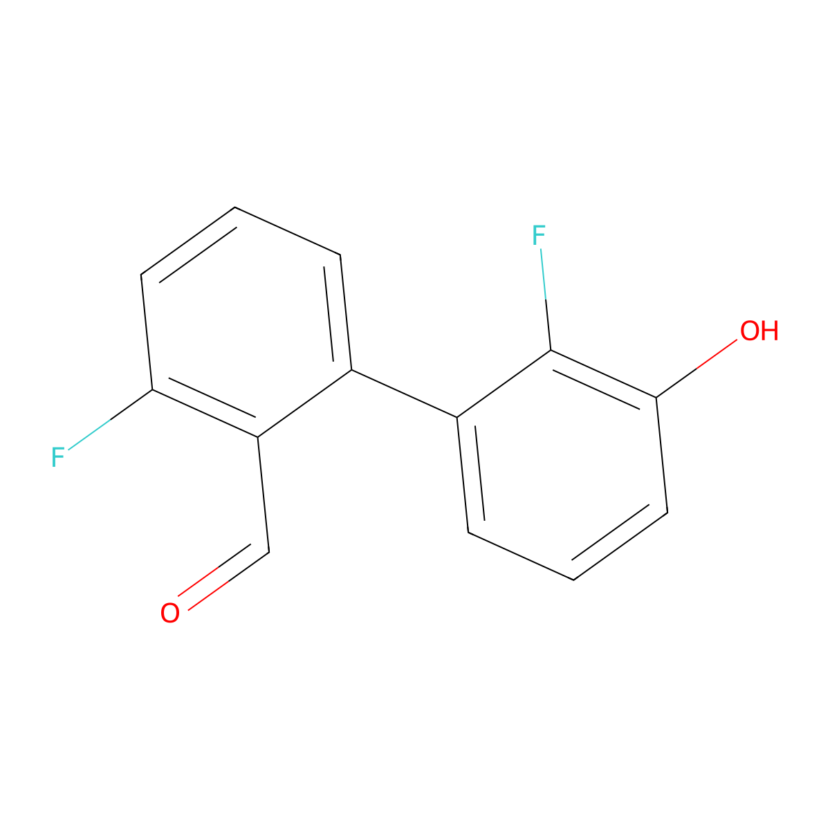 2-Fluoro-6-(2-fluoro-3-hydroxyphenyl)benzaldehyde molecular structure, CAS 2138227-63-9