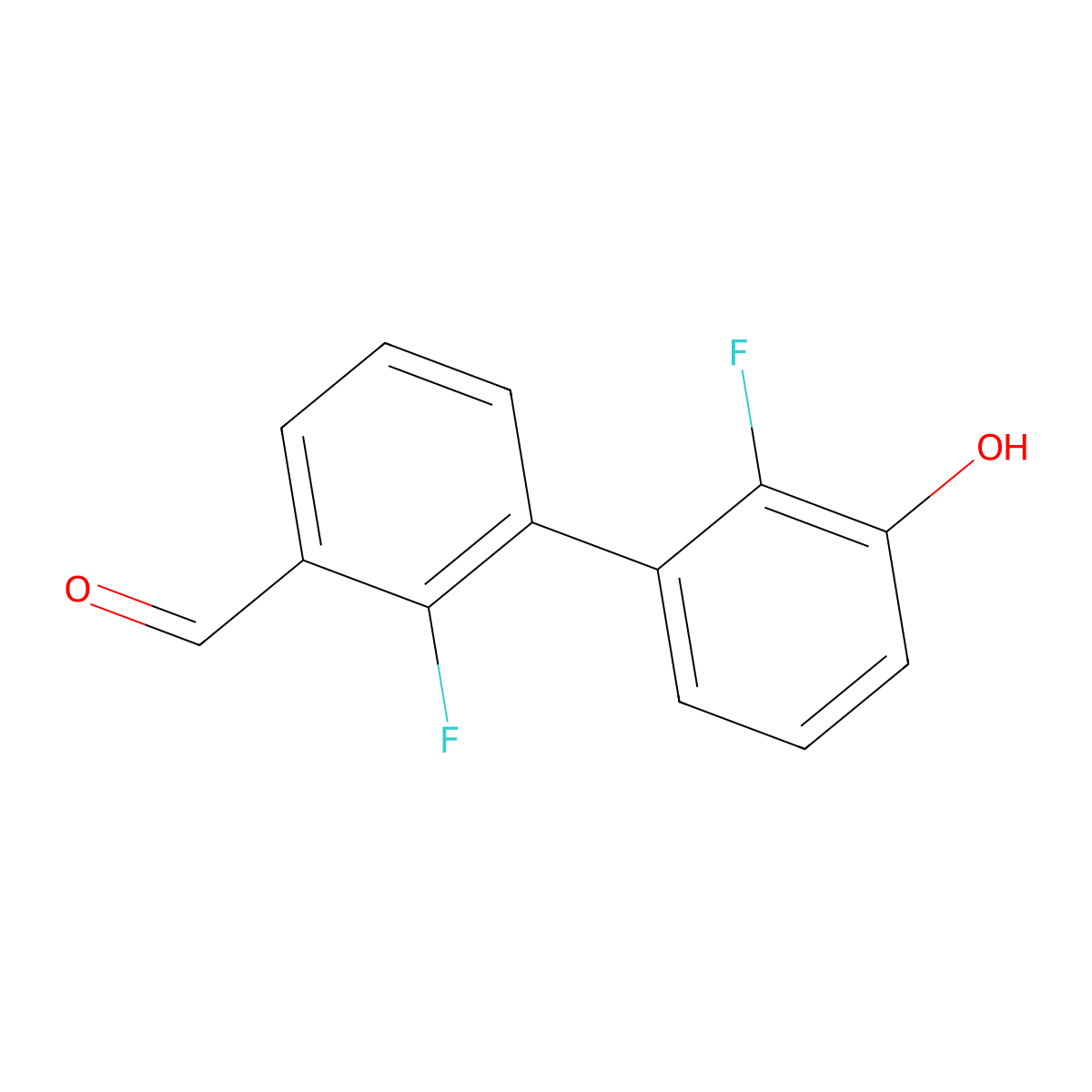 2-Fluoro-3-(2-fluoro-3-hydroxyphenyl)benzaldehyde molecular structure, CAS 2138227-64-0
