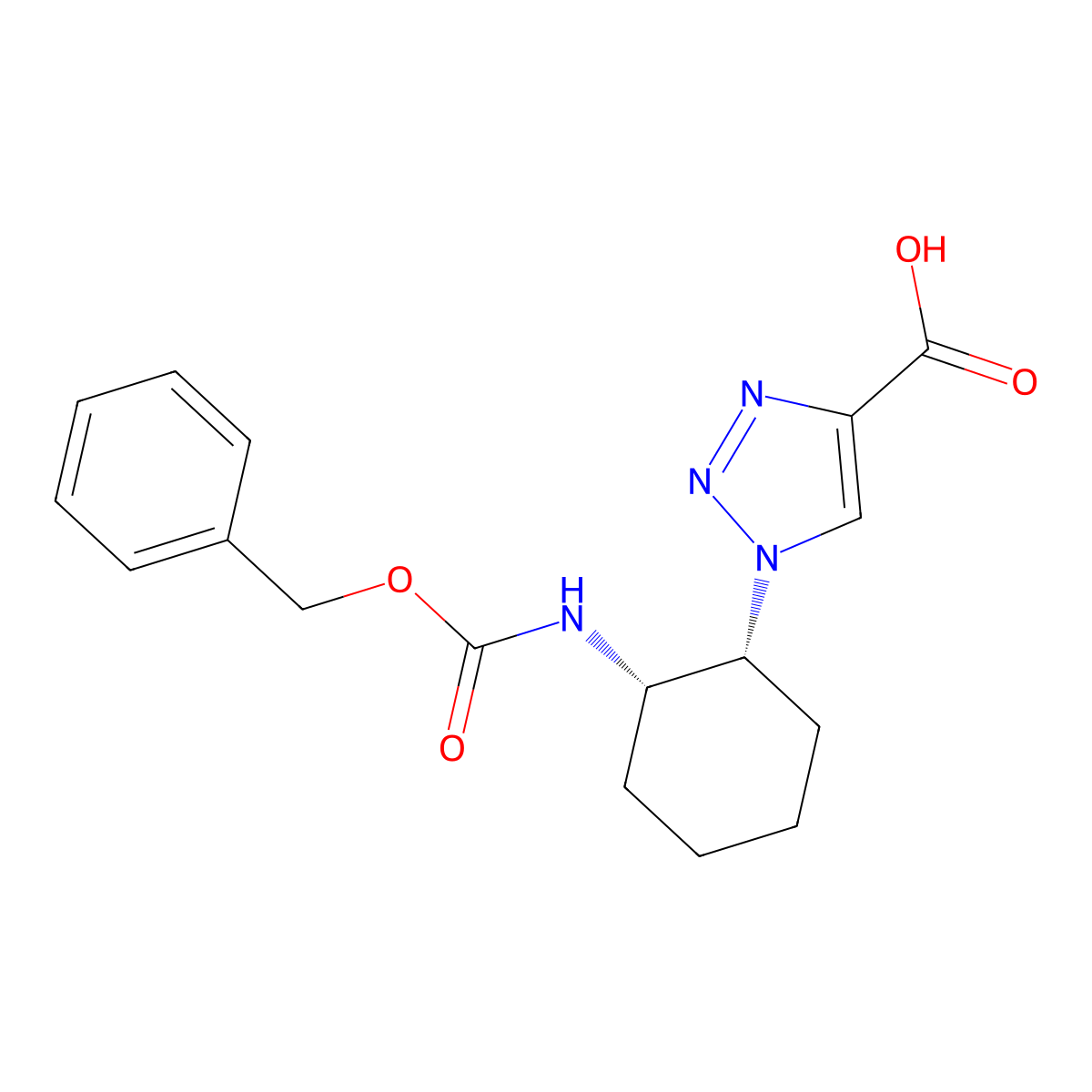 rac-1-[(1R,2S)-2-{[(benzyloxy)carbonyl]amino}cyclohexyl]-1H-1,2,3-triazole-4-carboxylic acid molecular structure, CAS 2138227-84-4