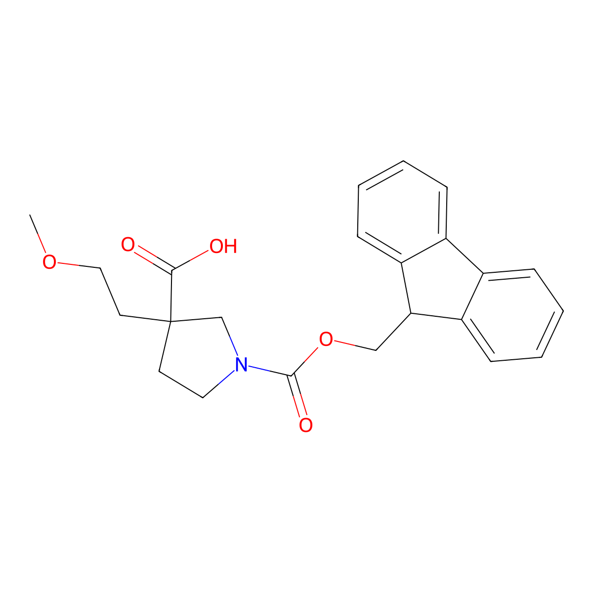 1-{[(9H-fluoren-9-yl)methoxy]carbonyl}-3-(2-methoxyethyl)pyrrolidine-3-carboxylic acid molecular structure, CAS 2138227-88-8