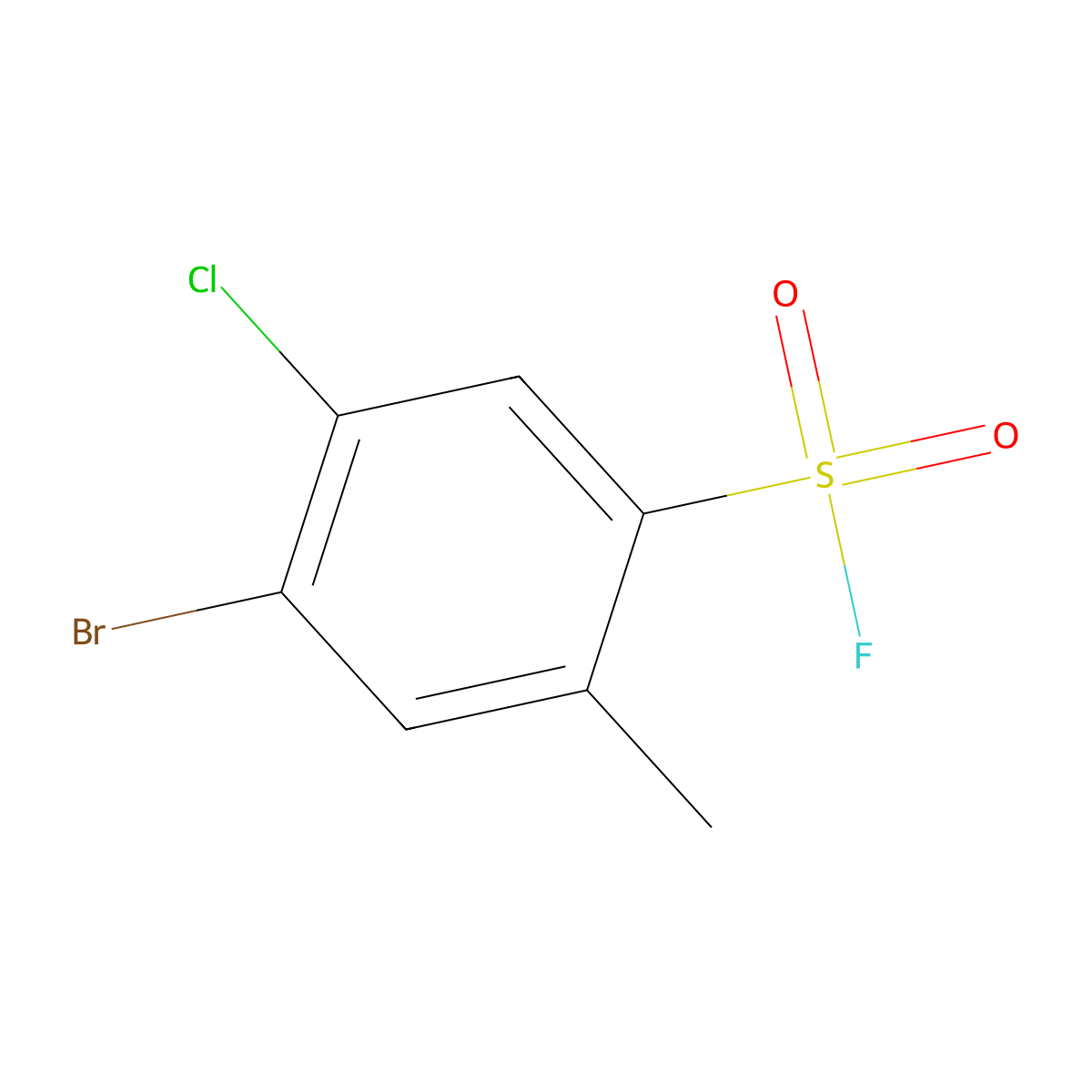 4-Bromo-5-chloro-2-methylbenzene-1-sulfonyl fluoride molecular structure, CAS 2138228-13-2