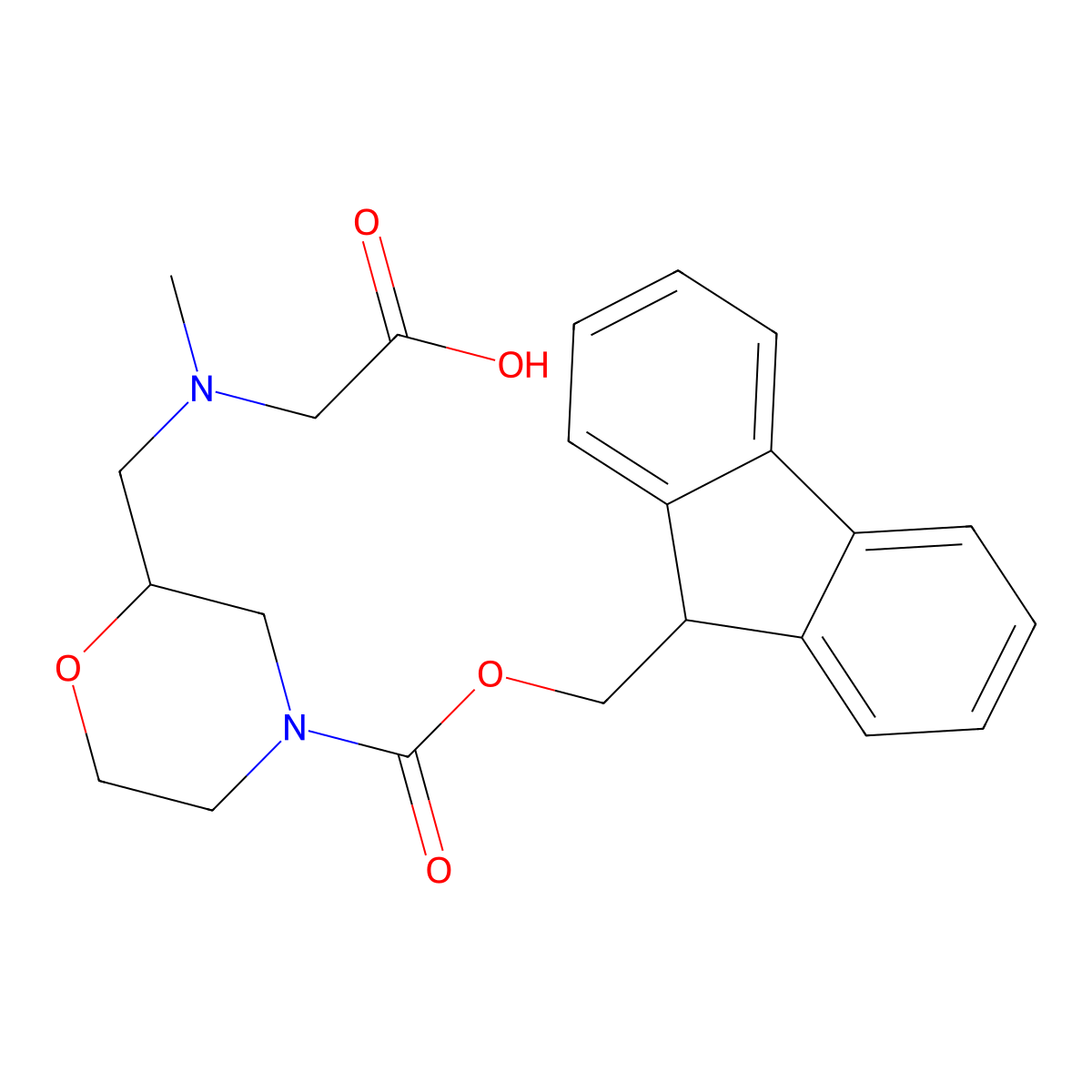 2-{[(4-{[(9H-fluoren-9-yl)methoxy]carbonyl}morpholin-2-yl)methyl](methyl)amino}acetic acid molecular structure, CAS 2138228-26-7