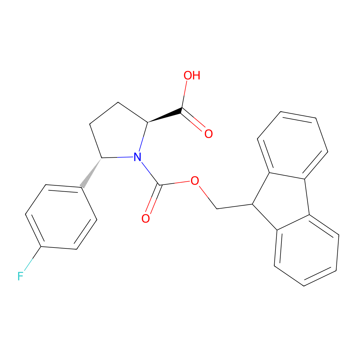 rac-(2R,5R)-1-(((9H-fluoren-9-yl)methoxy)carbonyl)-5-(4-fluorophenyl)pyrrolidine-2-carboxylic acid molecular structure, CAS 2138228-46-1