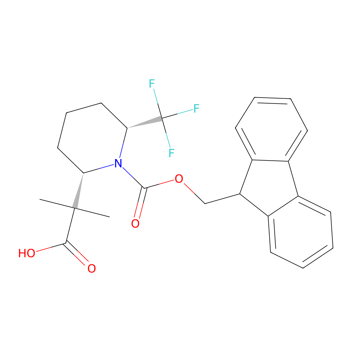 rac-2-[(2R,6S)-1-{[(9H-fluoren-9-yl)methoxy]carbonyl}-6-(trifluoromethyl)piperidin-2-yl]-2-methylpropanoic acid molecular structure, CAS 2138228-55-2