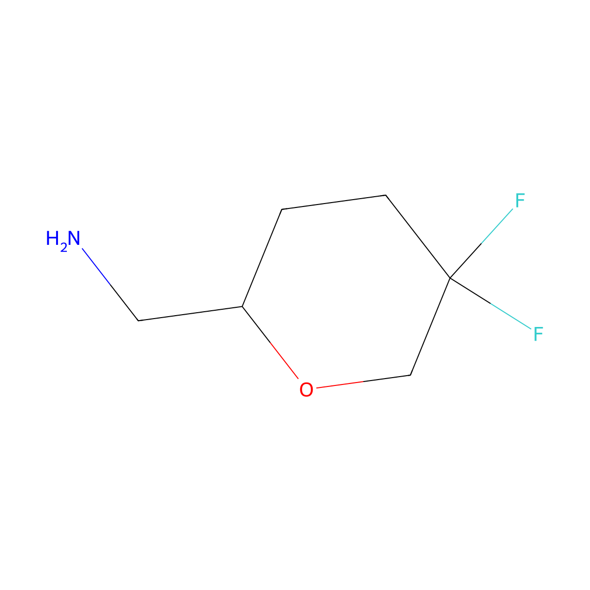 (5,5-Difluorooxan-2-yl)methanamine molecular structure, CAS 2138228-62-1