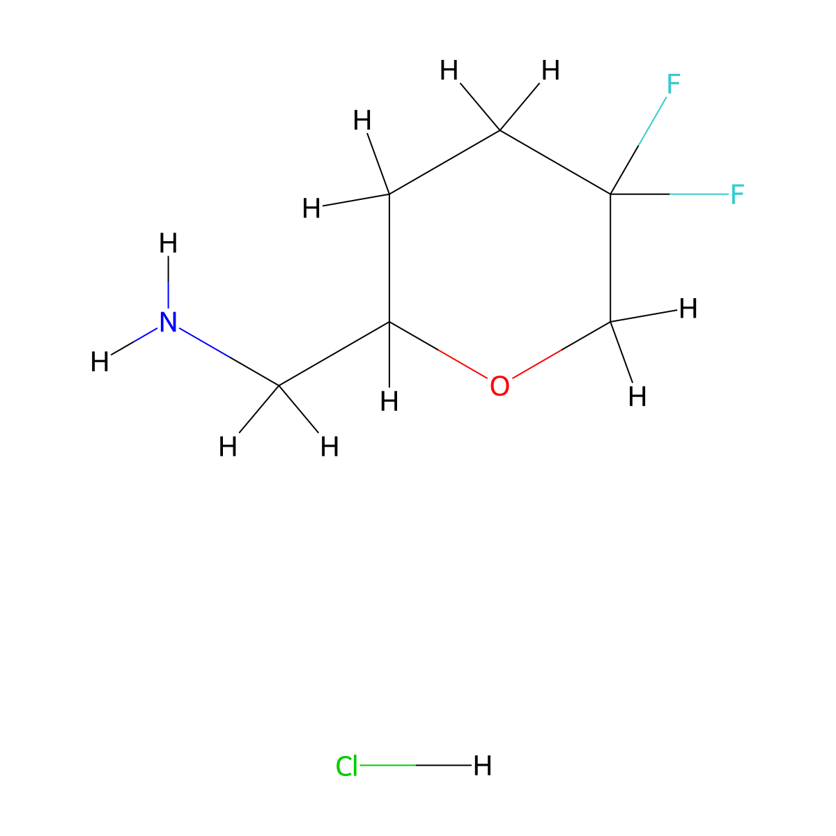 1-(5,5-Difluorooxan-2-yl)methanamine hydrochloride molecular structure, CAS 2138228-63-2