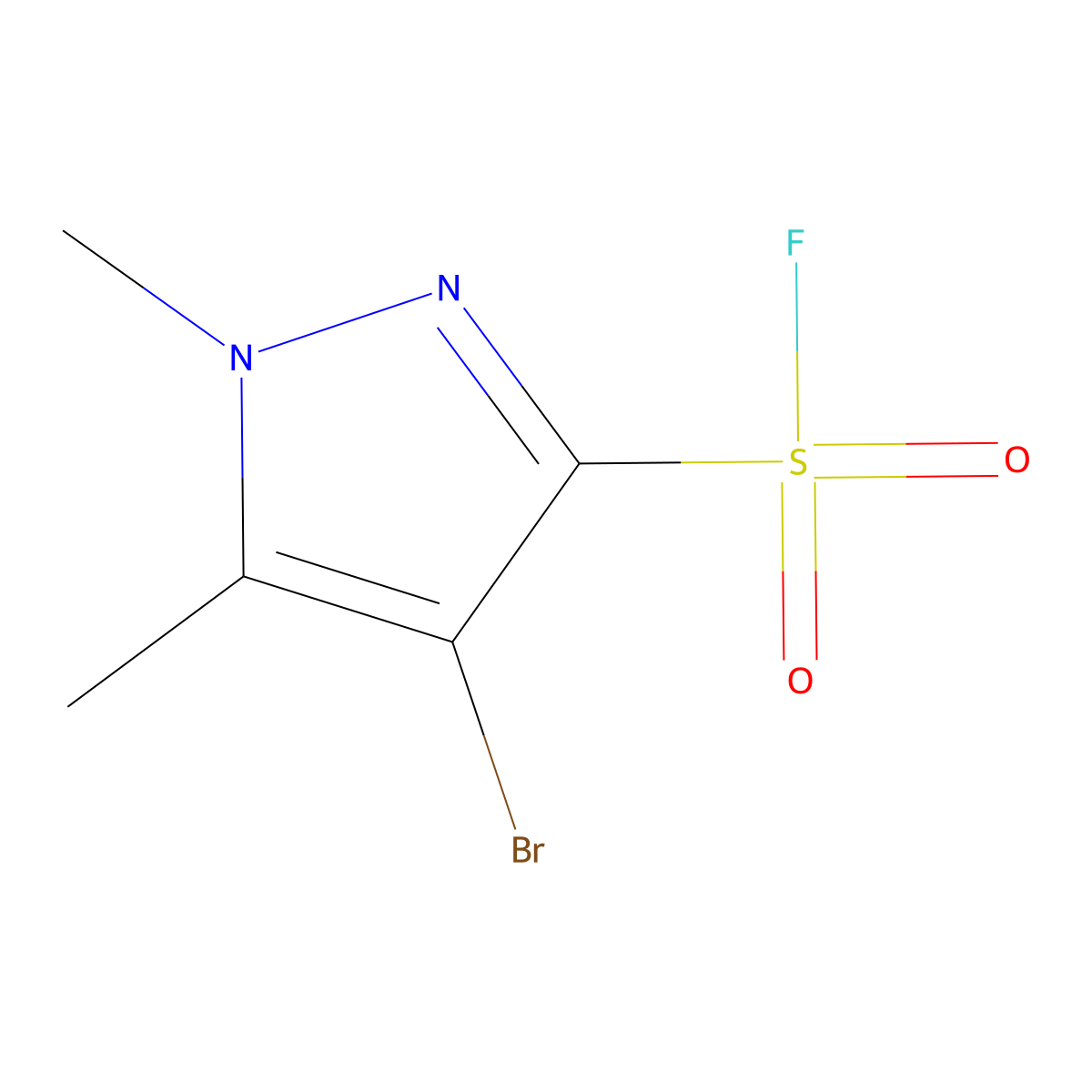 4-bromo-1,5-dimethyl-1H-pyrazole-3-sulfonyl fluoride molecular structure, CAS 2138229-84-0